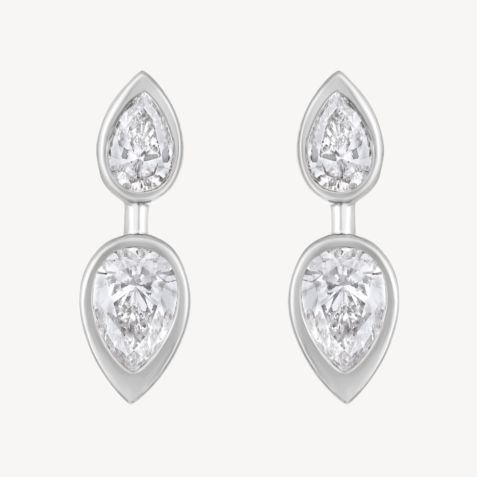 Bezel Twin Pear Earrings