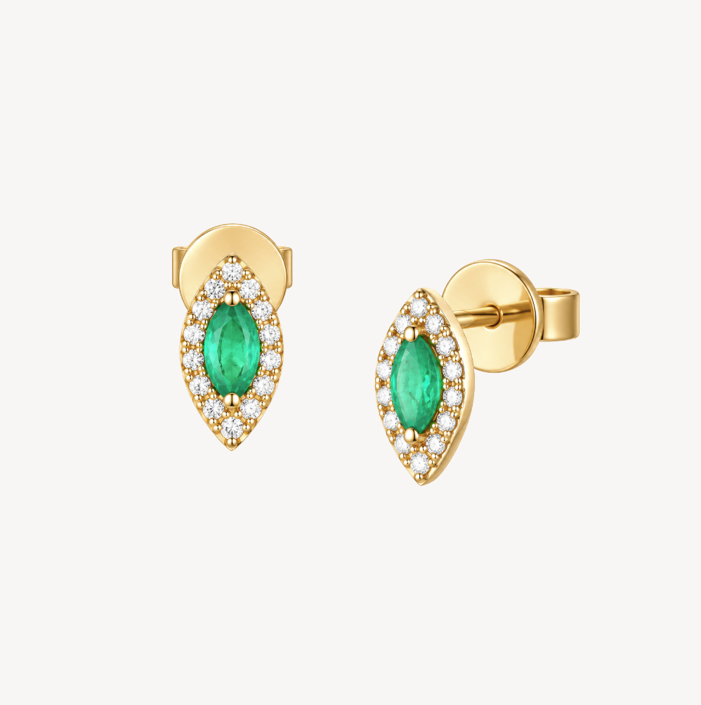 Delphine Emerald Studs